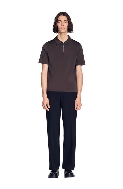 Knitted polo with zip collar