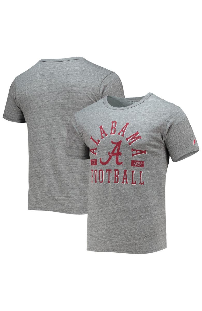 LEAGUE COLLEGIATE WEAR Men's League Collegiate Wear Heathered Gray Alabama Crimson Tide Football Focus Victory Falls Tri-Blend T-Shirt, Main, color, 
