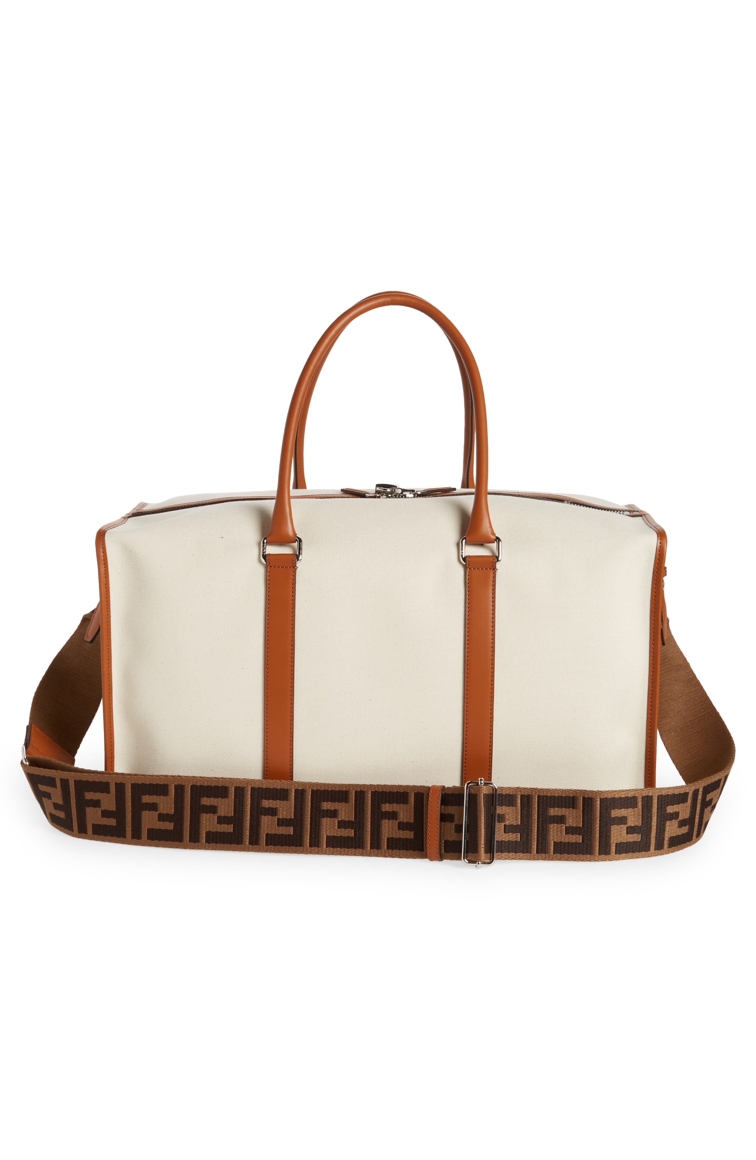 Fendi Logo Canvas Duffel Bag, Alternate, color, 