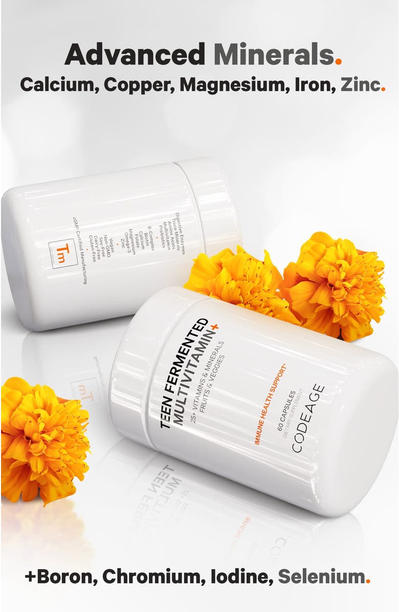 Codeage Daily Teen Multivitamins + Minerals & Probiotics Supplement, Alternate, color, White