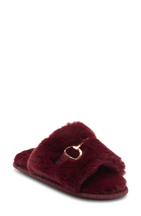 Plush Horsebit Faux Fur Slipper