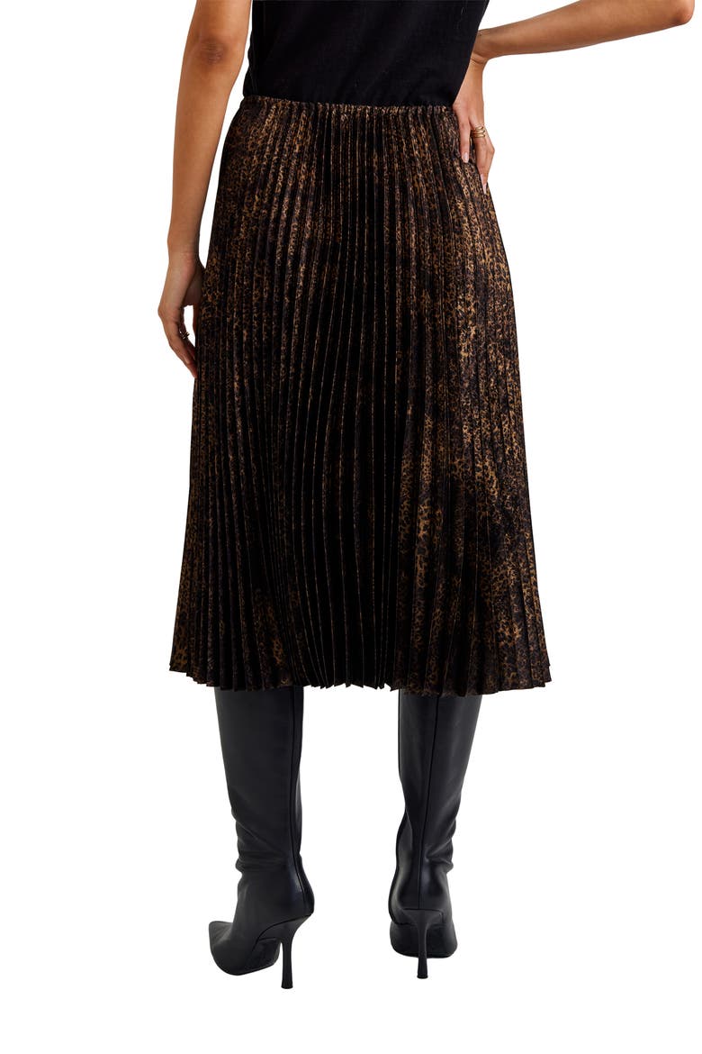 Metallic Leopard Print Pleated Skirt, Alternate, color, MICRO LEOPARD