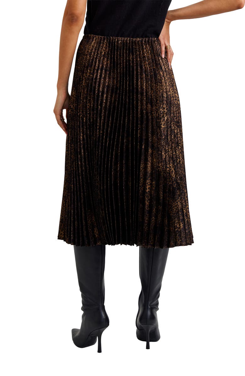 Bella Dahl Metallic Leopard Print Pleated Skirt, Alternate, color, 