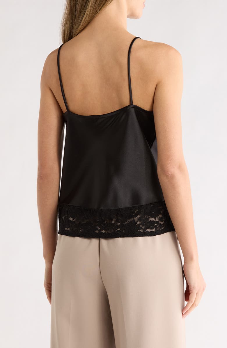 Renee C Lace Trim Satin Camisole, Alternate, color, Black