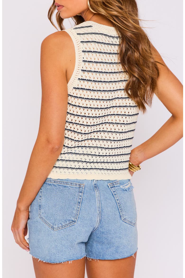 Capri Stripe Open Stitch Sweater Tank, Alternate, color, IVORY/ NAVY