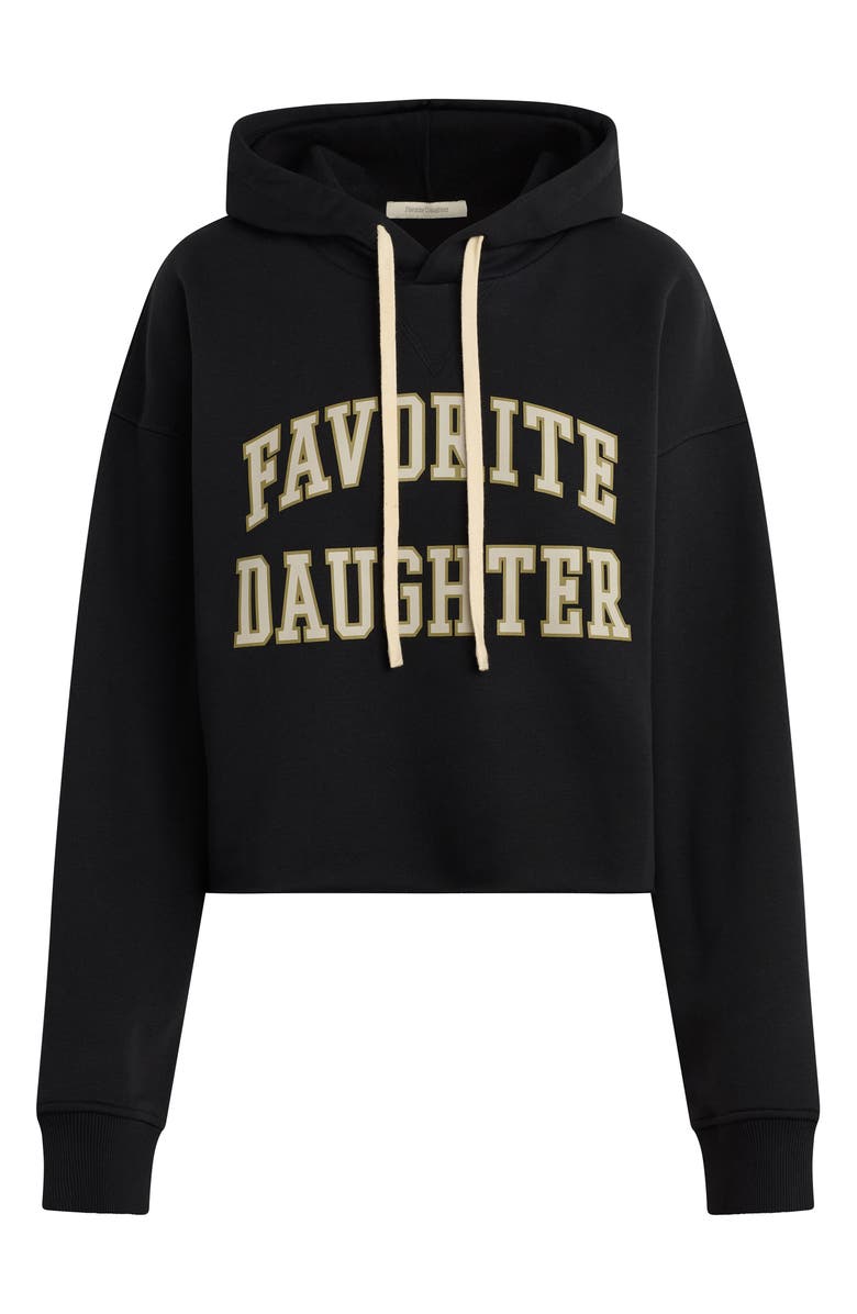 Favorite Daughter The Cropped Collegiate Cotton Blend Hoodie, Alternate, color, Black/ Stone