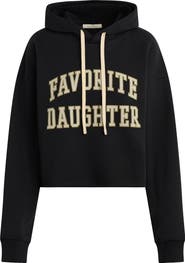 Favorite Daughter The Cropped Collegiate Cotton Blend Hoodie