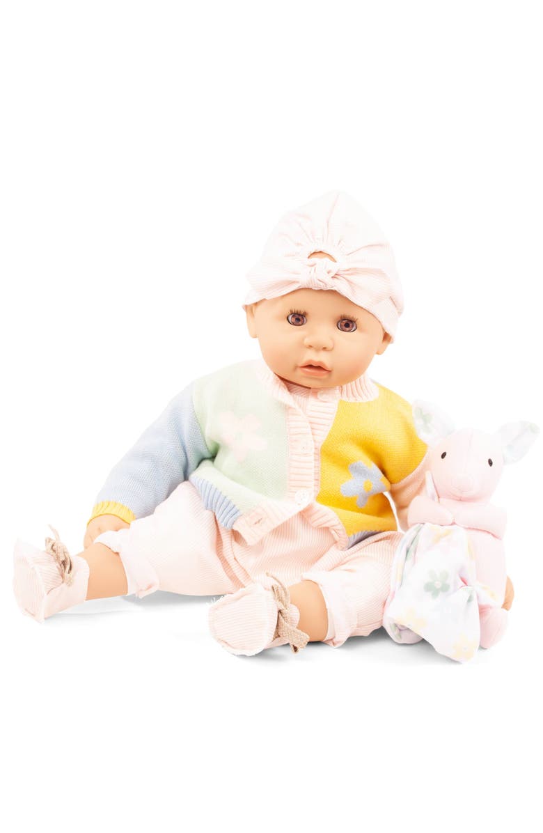 Gotz Cookie Baby Pastel 19 Inch Doll, Cozy Knit Outfit & Cap, Plush Animal Bunny, Main, color, Multicolored