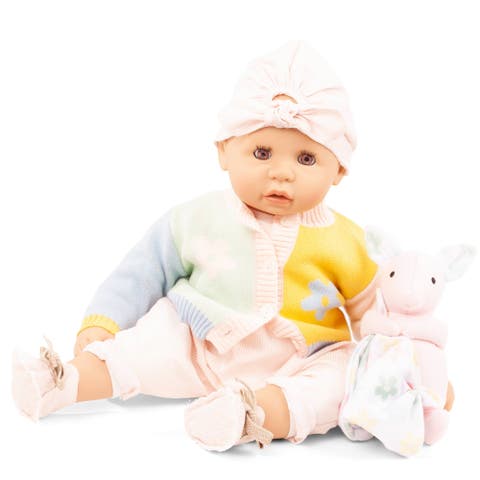 Cookie Baby Pastel 19 Inch Doll, Cozy Knit Outfit & Cap, Plush Animal Bunny