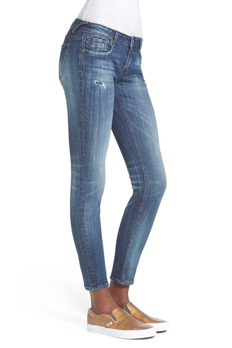 Distressed Skinny Jeans, Alternate, color, DARK WASH