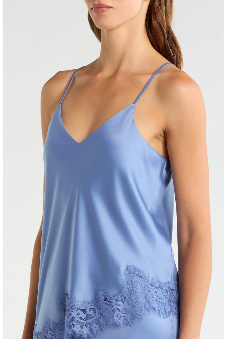 Lace Trim Satin Pajamas, Alternate, color, BLUE BEYOND