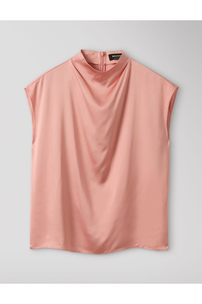 Cowl Neck Satin Halter Top, Alternate, color, Pale Pink