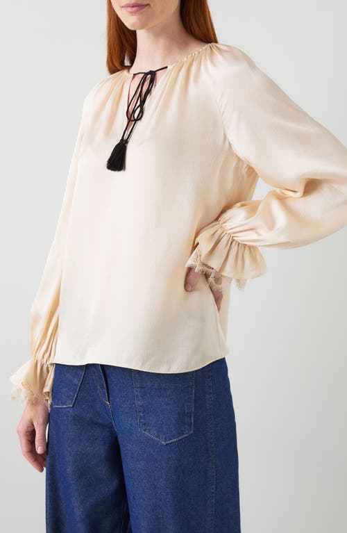 Lk Bennett Willa Long Sleeve Woven Shirt In Neutral