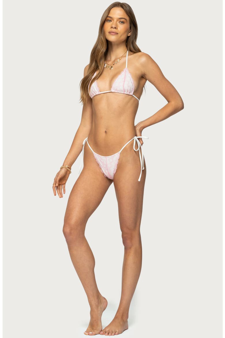 Clayton Lace Triangle Bikini Top, Alternate, color, PINK