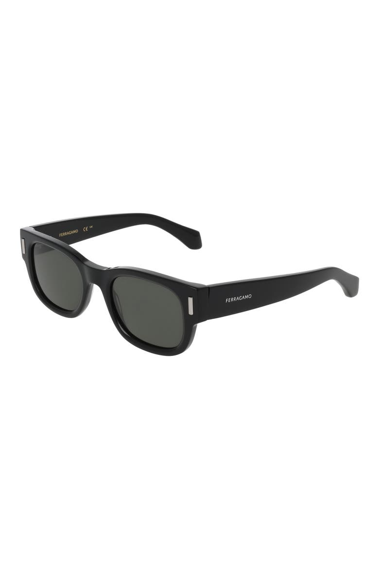 51mm Modified Rectangular Sunglasses, Alternate, color, BLACK