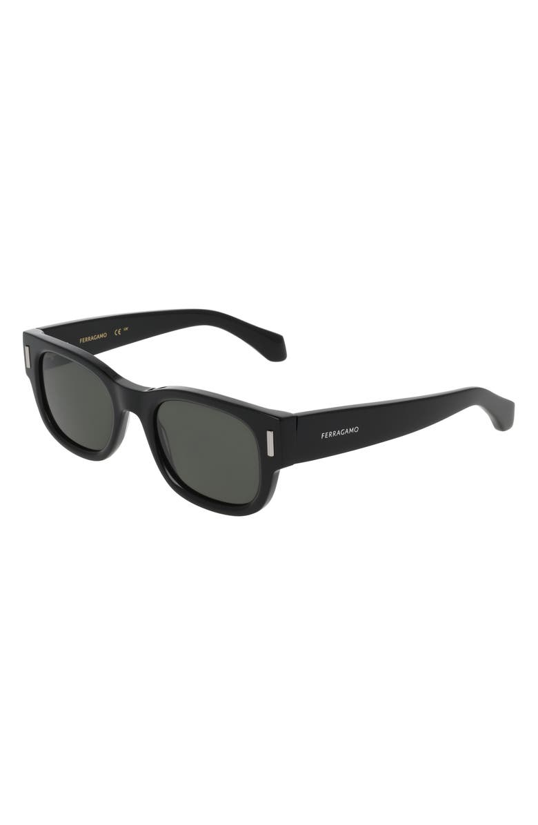 FERRAGAMO 51mm Modified Rectangular Sunglasses, Alternate, color, Black