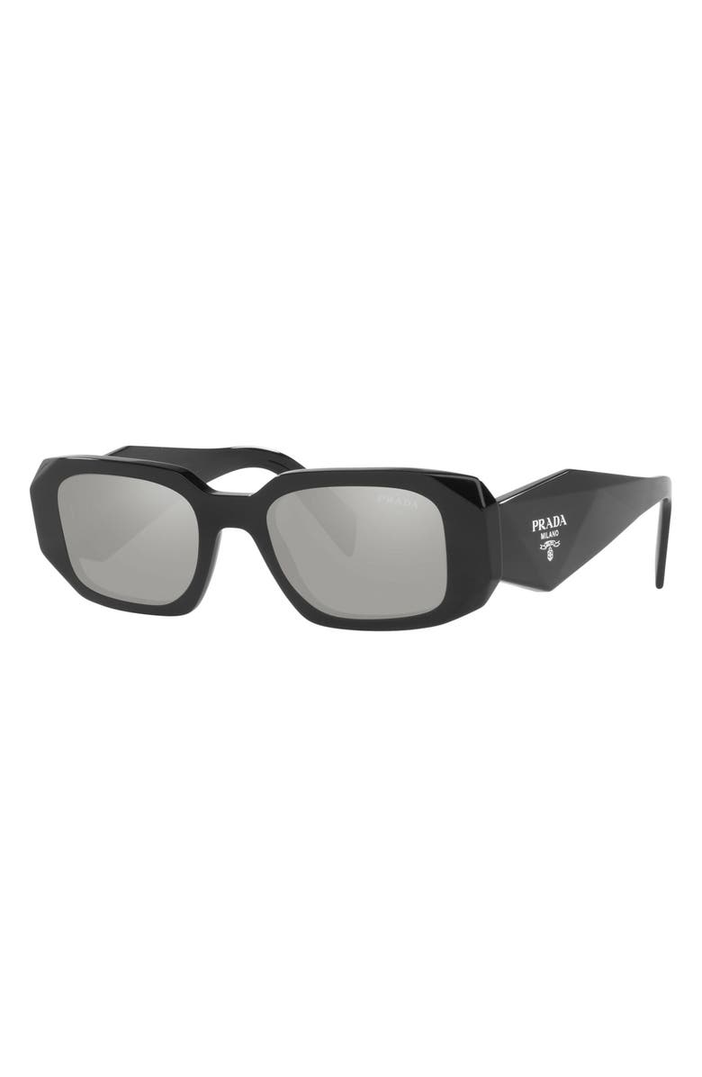 Prada 51mm Mirrored Rectangular Sunglasses, Alternate, color, 