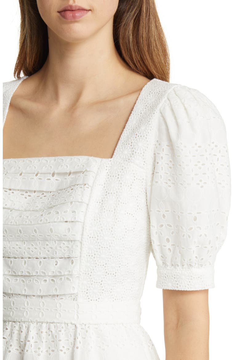 Lace Overlay Cotton Midi Dress (Nordstrom Exclusive), Alternate, color, LUCENT WHITE