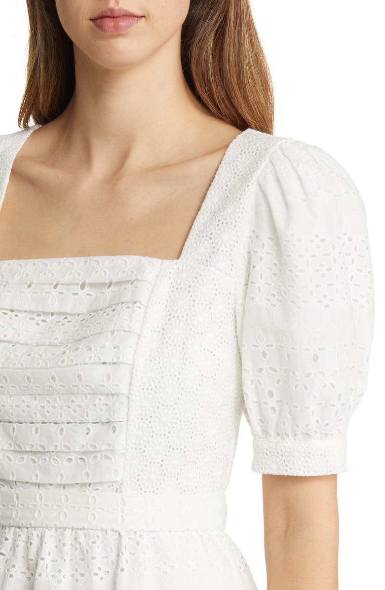 Rachel Parcell Lace Overlay Cotton Midi Dress, Alternate, color, 