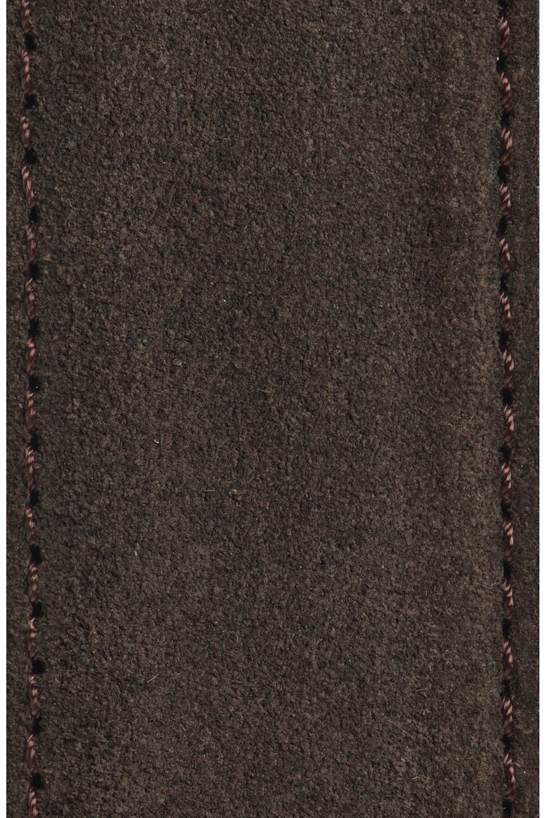 Sean Suede Round Buckle Belt, Alternate, color, DARK BROWN