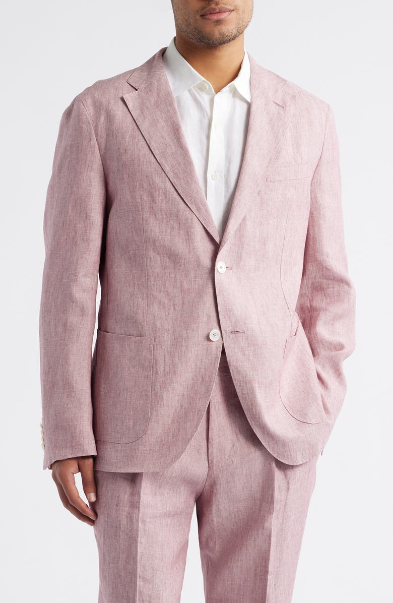 BOSS Heston Soft Linen Sport Coat, Main, color, Dark Pink