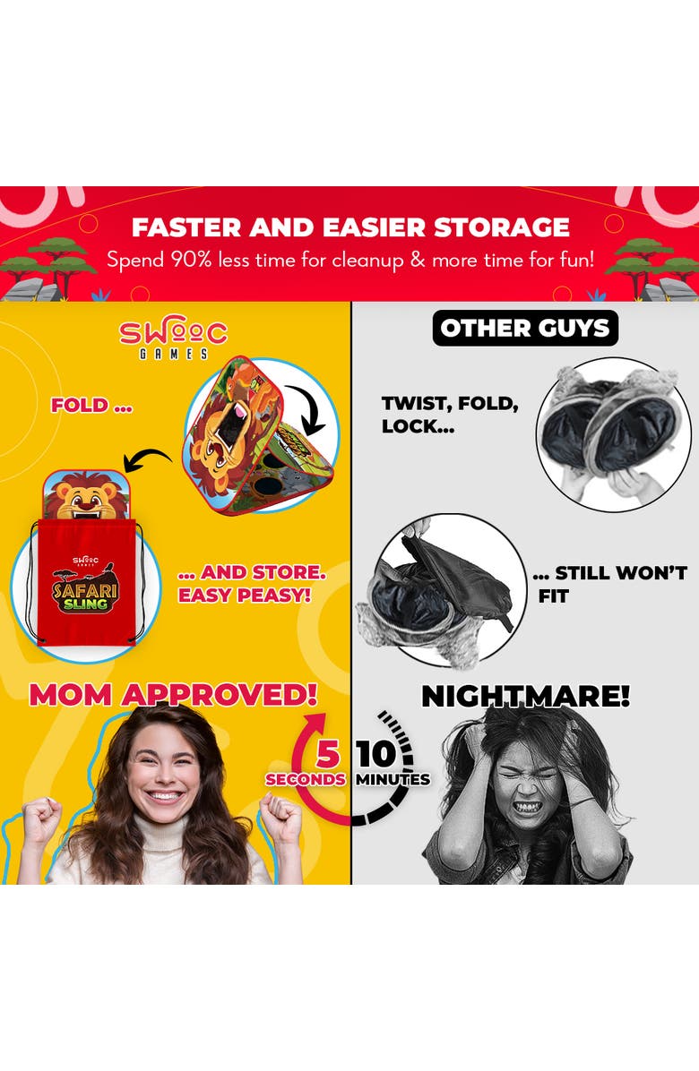 Swooc Games Safari Sling | 2-in-1 Bean Bag Toss Game for Kids, Alternate, color, Multicolored