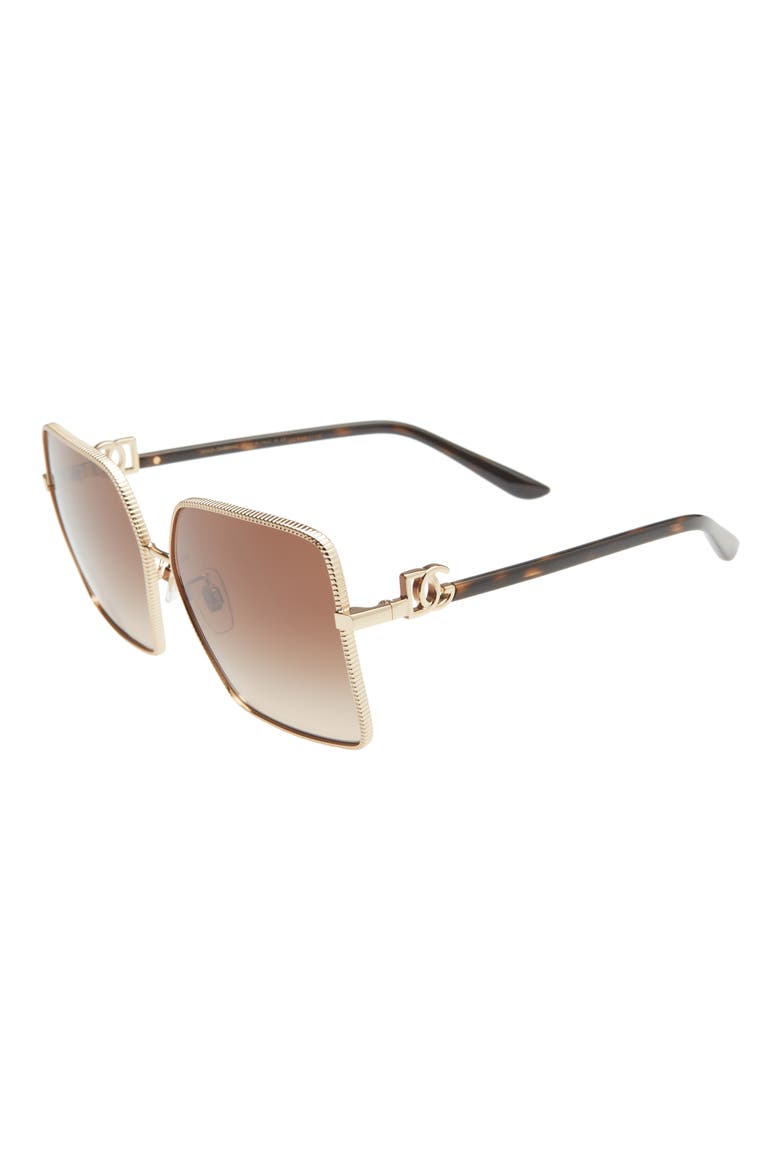 60mm Square Sunglasses, Alternate, color, GOLD/ GRADIENT BROWN