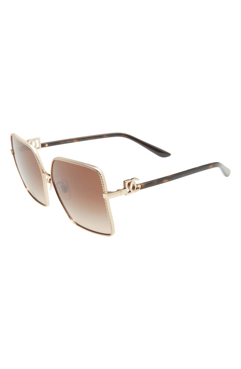 Dolce&Gabbana 60mm Square Sunglasses, Alternate, color, Gold/ Gradient Brown