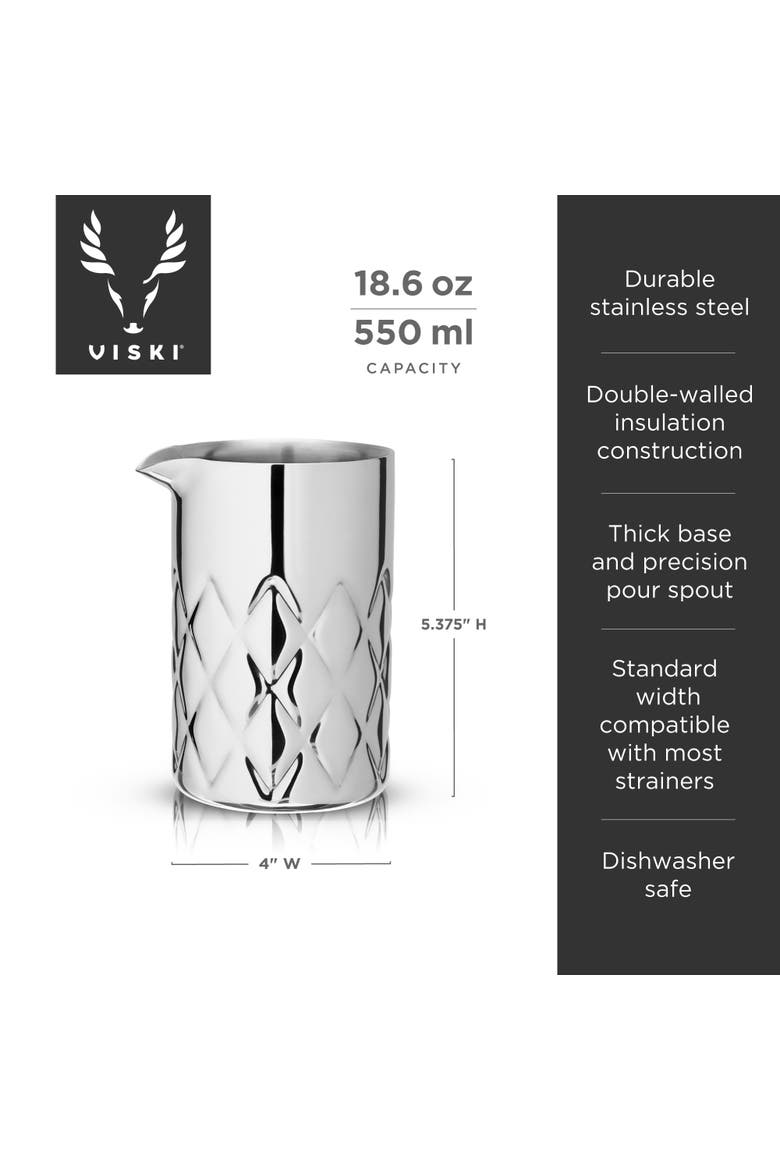 Admiral Double Walled Mixing Glass in in Stainless Steel, Alternate, color, Silver