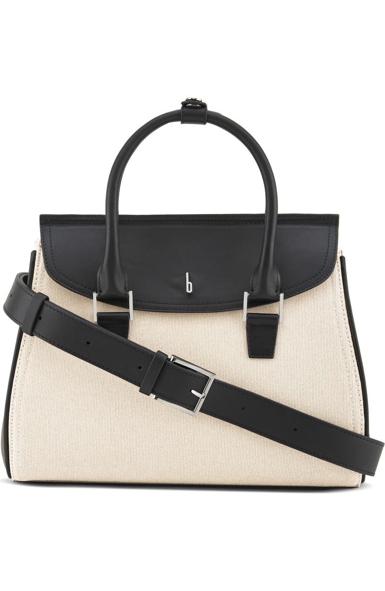 behno Medium Coco Canvas & Leather Satchel, Main, color, Sand/ Black