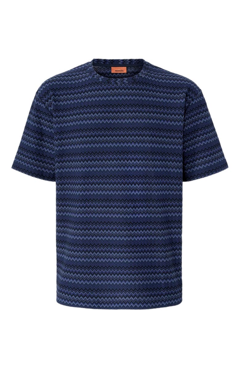 Missoni Crew Neck T-shirt With Micro Zigzag, Alternate, color, Blue