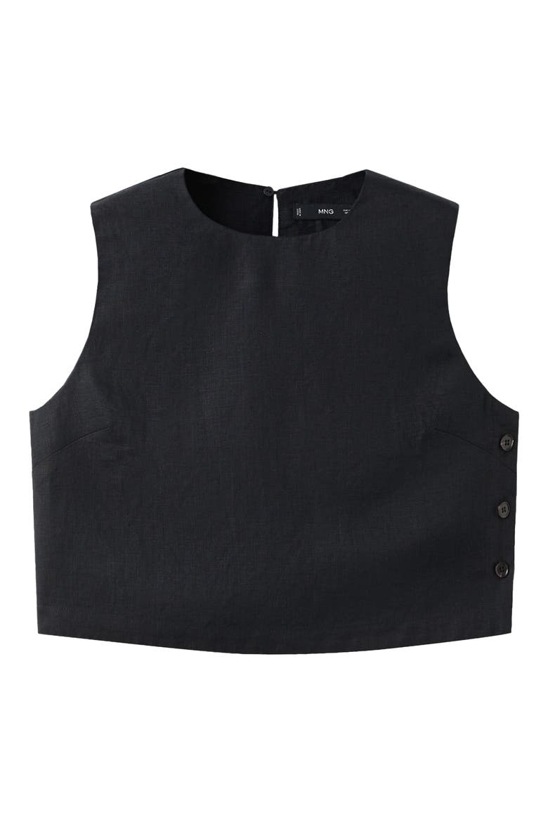 Linen Crop Top, Alternate, color, BLACK
