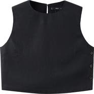 MANGO Linen Crop Top