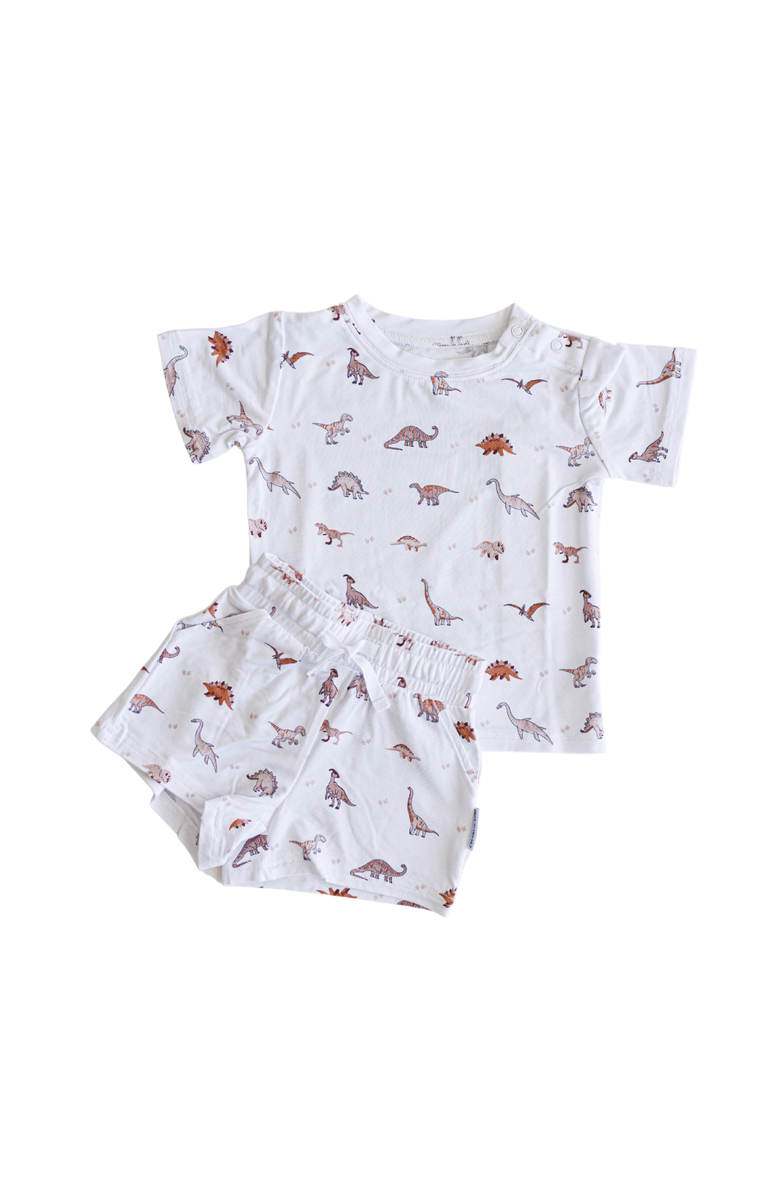 Charlie Lou Baby<sup>®</sup> Neutral Dinosaurs Shortie Set, Main, color, 