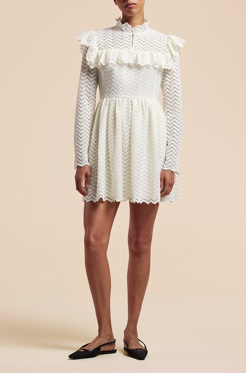 Rebecca Taylor Chevron Lace Mini Dress In Gardenia