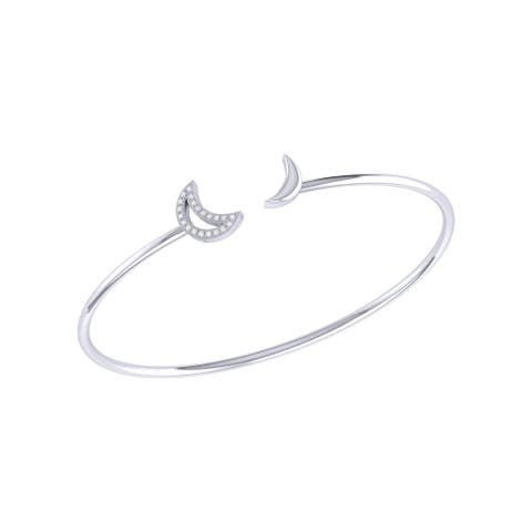 Date Night Double Crescent Sterling Silver Diamond Adjustable Cuff
