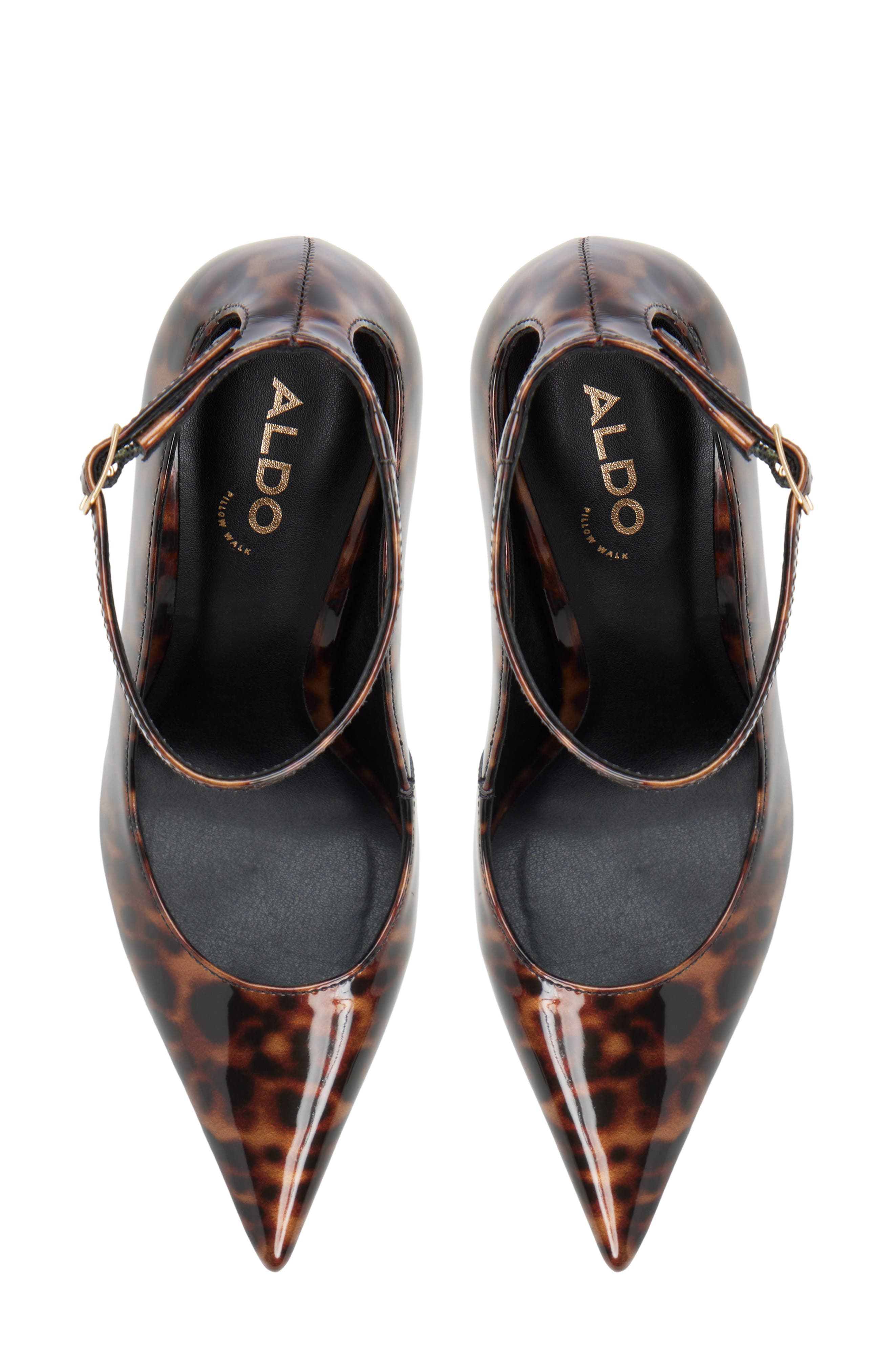 ALDO Antigua Ankle Strap Pointed Toe Pump, Alternate, color, Open Brown