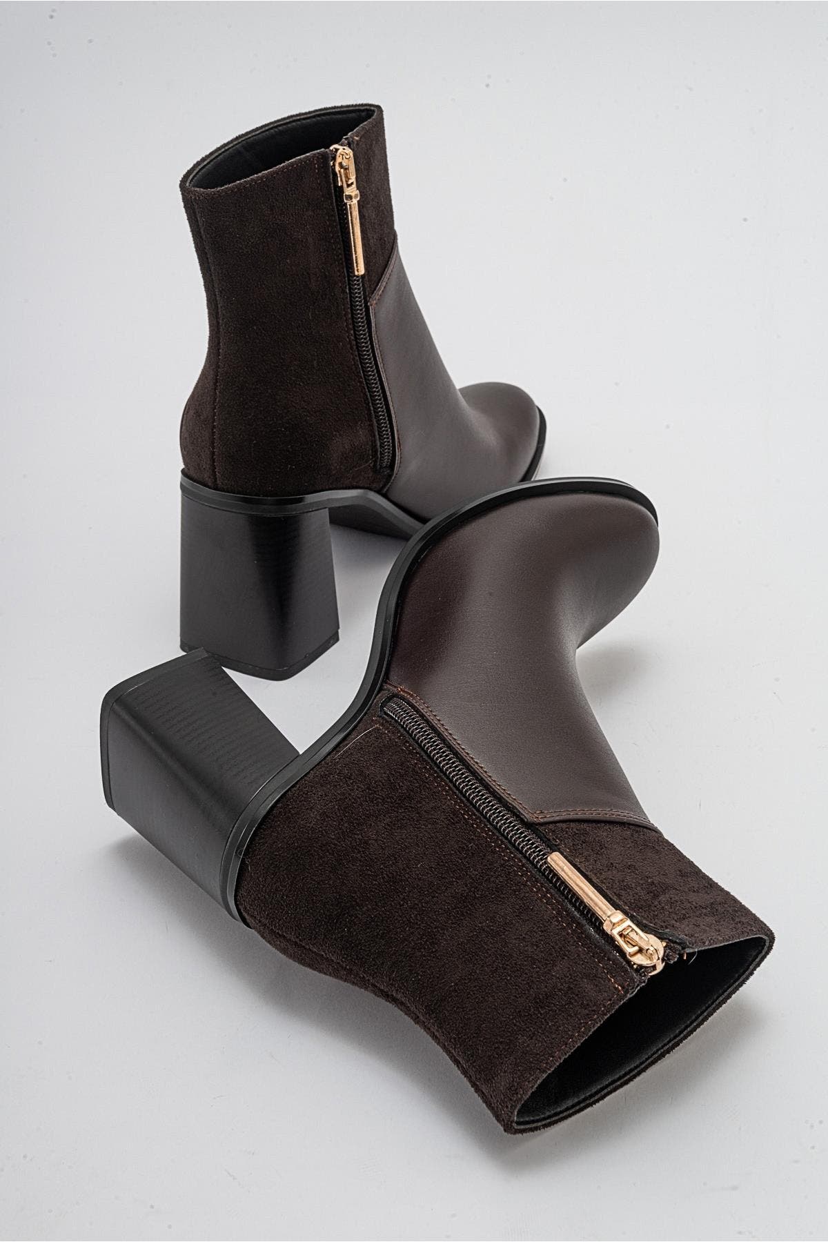 Ropa Block Heel Zip Boot, Alternate, color, Brown Faux Leather