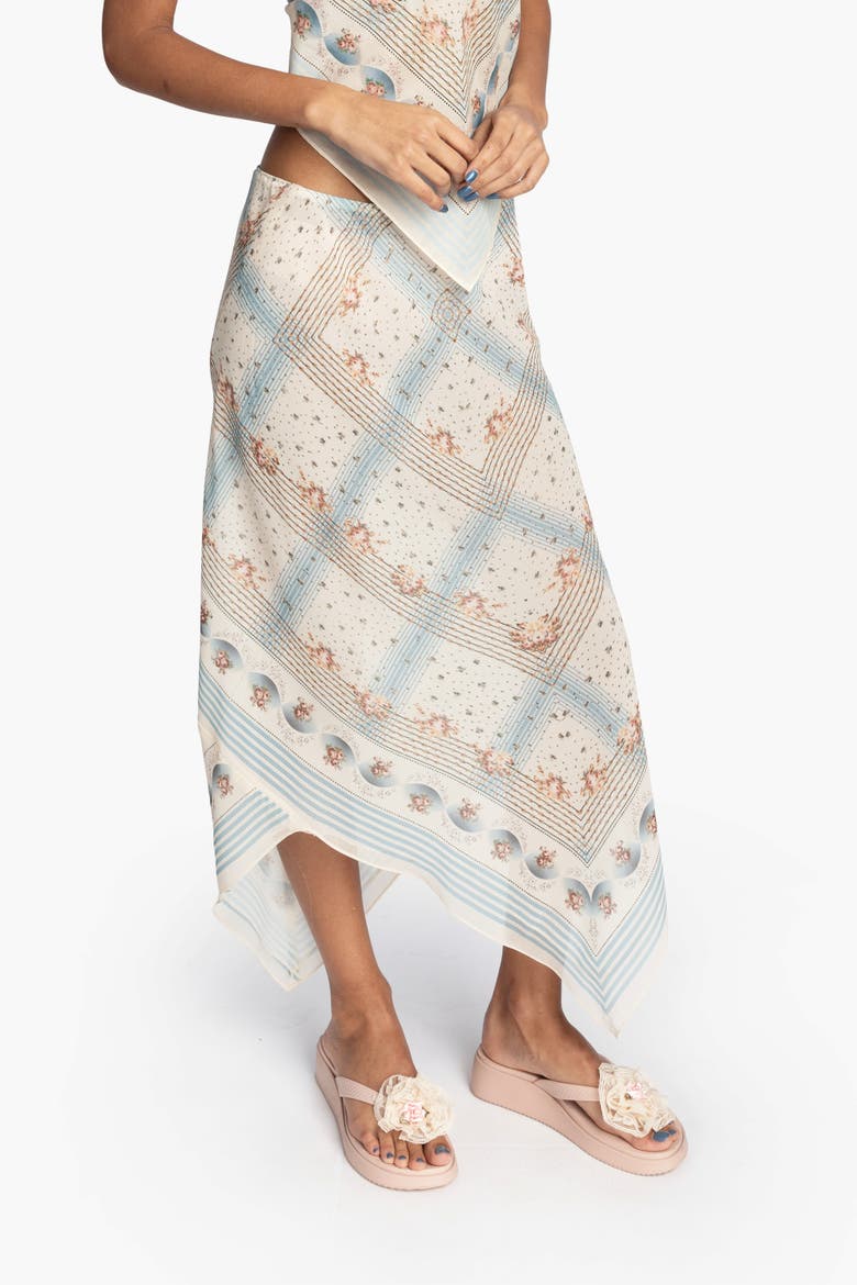 Heritage Scarf Print Chiffon Skirt, Alternate, color, SKY BLUE