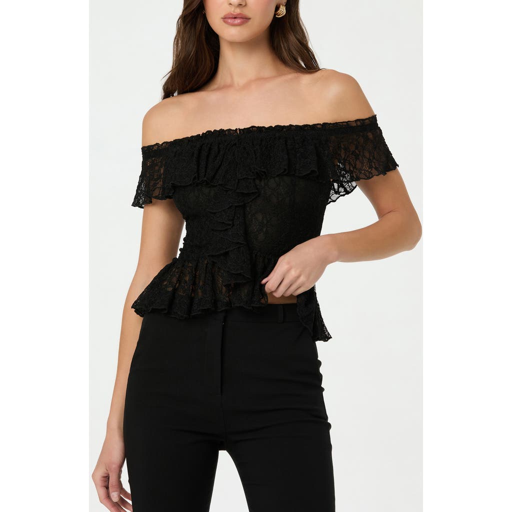 Astr The Label Off The Shoulder Lace Peplum Top