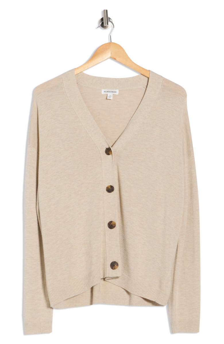 Nordstrom Lightweight Buttoned Cardigan, Alternate, color, Beige Oatmeal Medium Heather