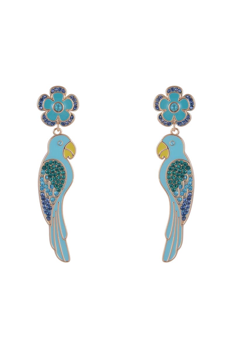 Blue Parrot Earrings, Alternate, color, Blue
