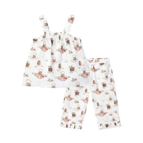 Milkbarn Ruffle Tank And Pant Set In White