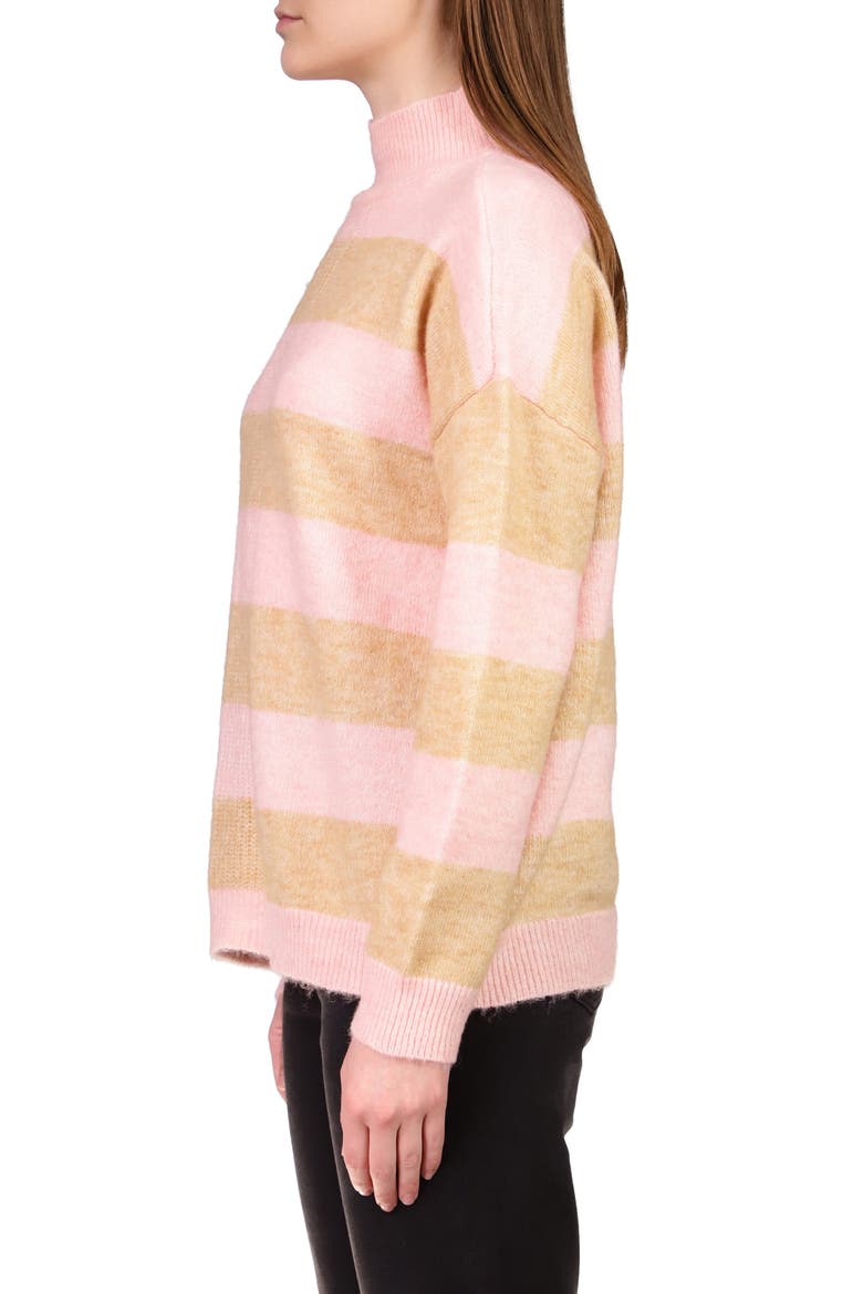 Upstate Stripe Mock Neck Sweater, Alternate, color, ROSEHIP OA