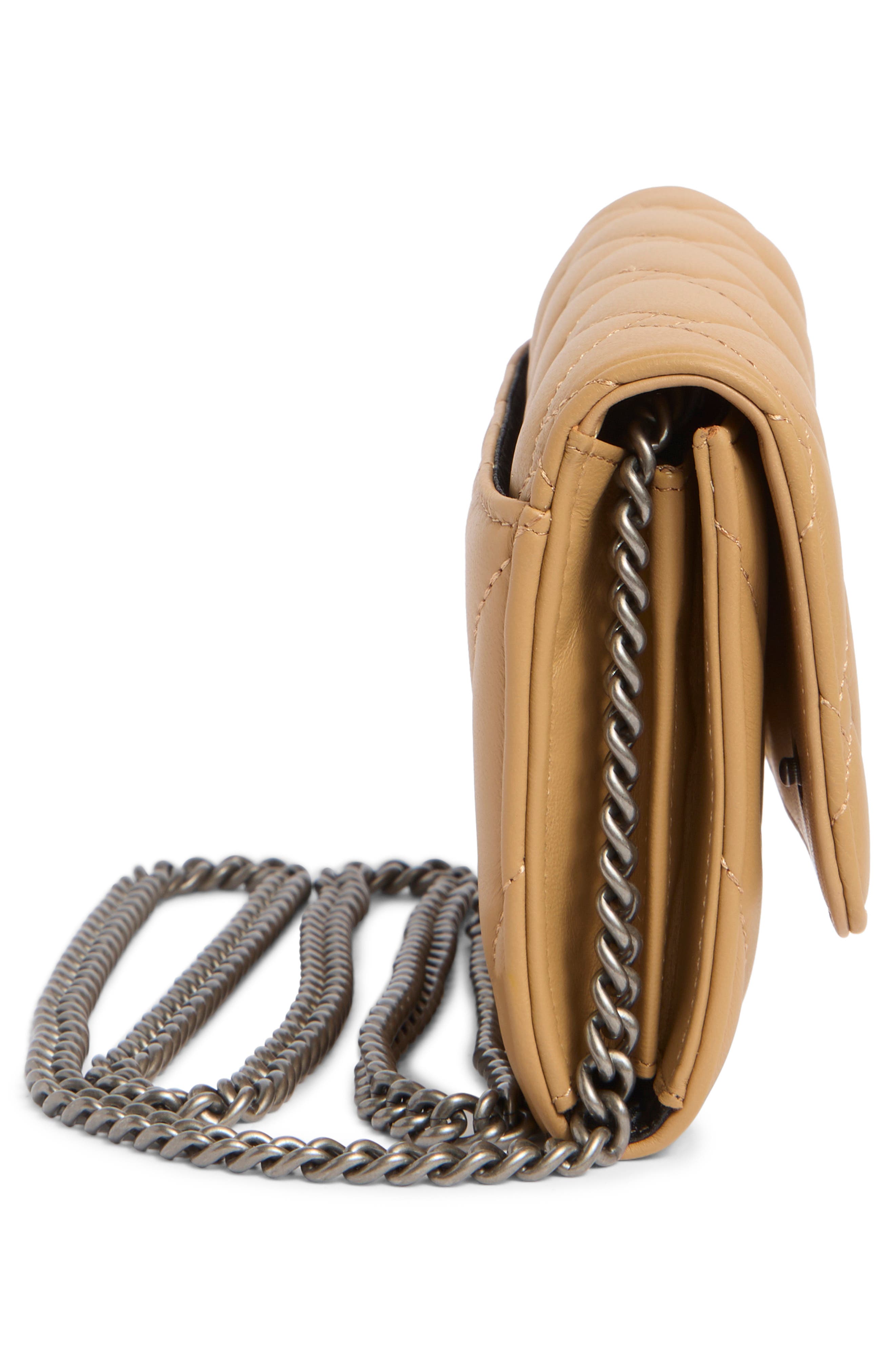 Kensington Quilted Leather Wallet on a Chain, Alternate, color, CAMEL