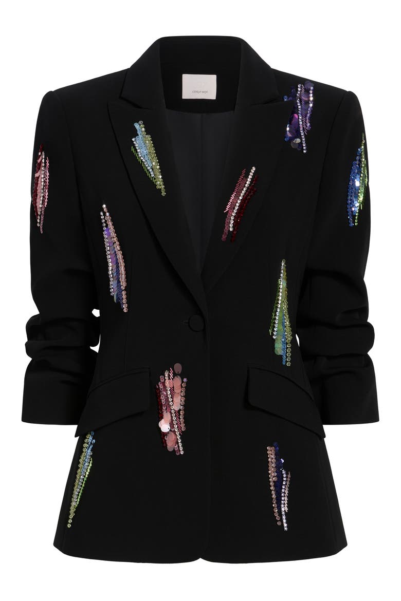 Sequin & Paillette Detail Jacket, Alternate, color, BLACK/ MULTI