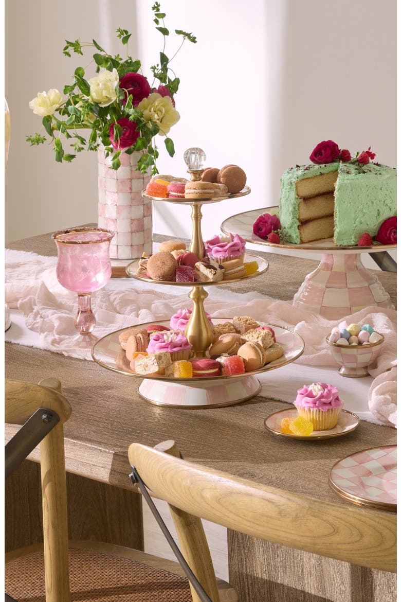 Rosy Check Three Tier Sweet Stand, Alternate, color, ROSY