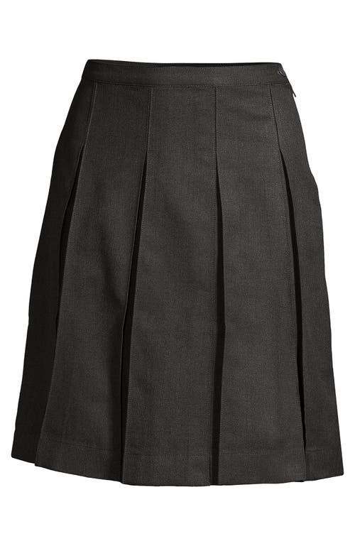 Lands' End School Uniform Solid Box Pleat Skirt Top Of Knee In Black
