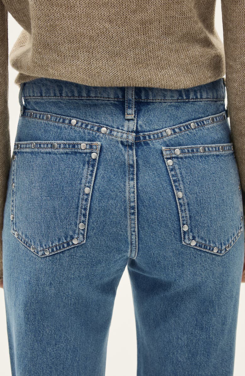 MANGO Billie Stud Straight Leg Jeans, Alternate, color, 