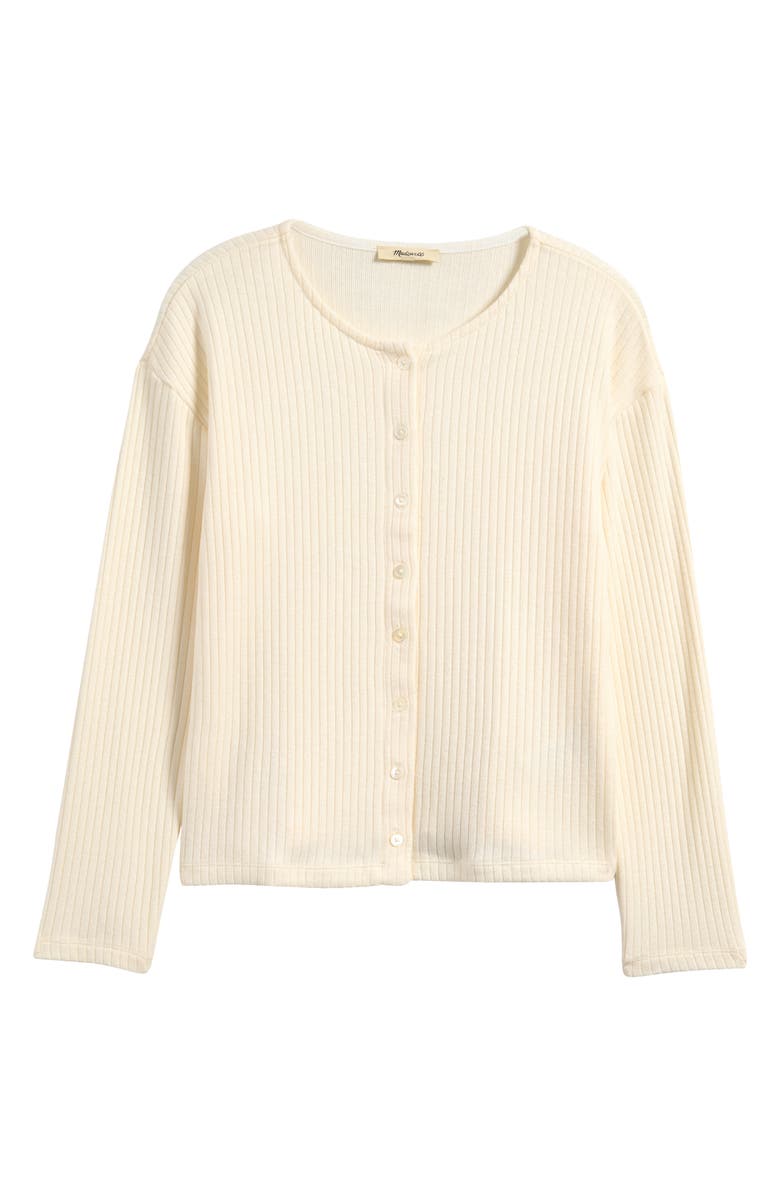 Madewell Relaxed Rib Button Front Cardigan, Alternate, color, Winter White